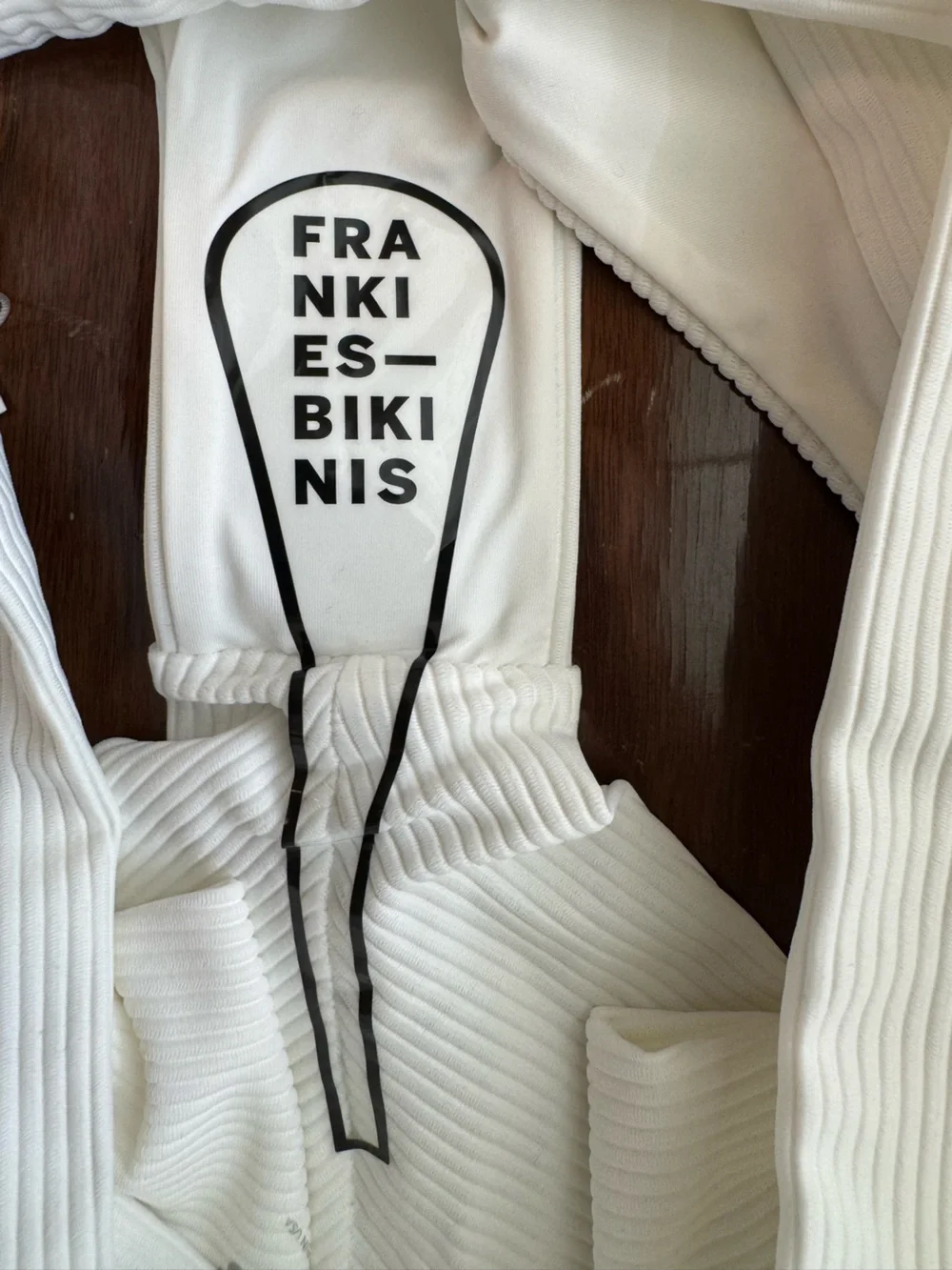 Frankie's Bikinis Gavin White Ribbed Cheeky Bikini Bottom
